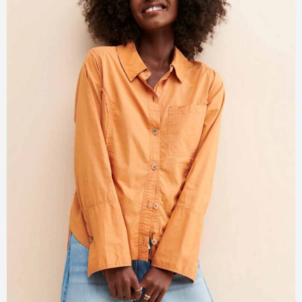 NWT Free People We the Free Mackenzie Poplin Buttondown Long Sleeve